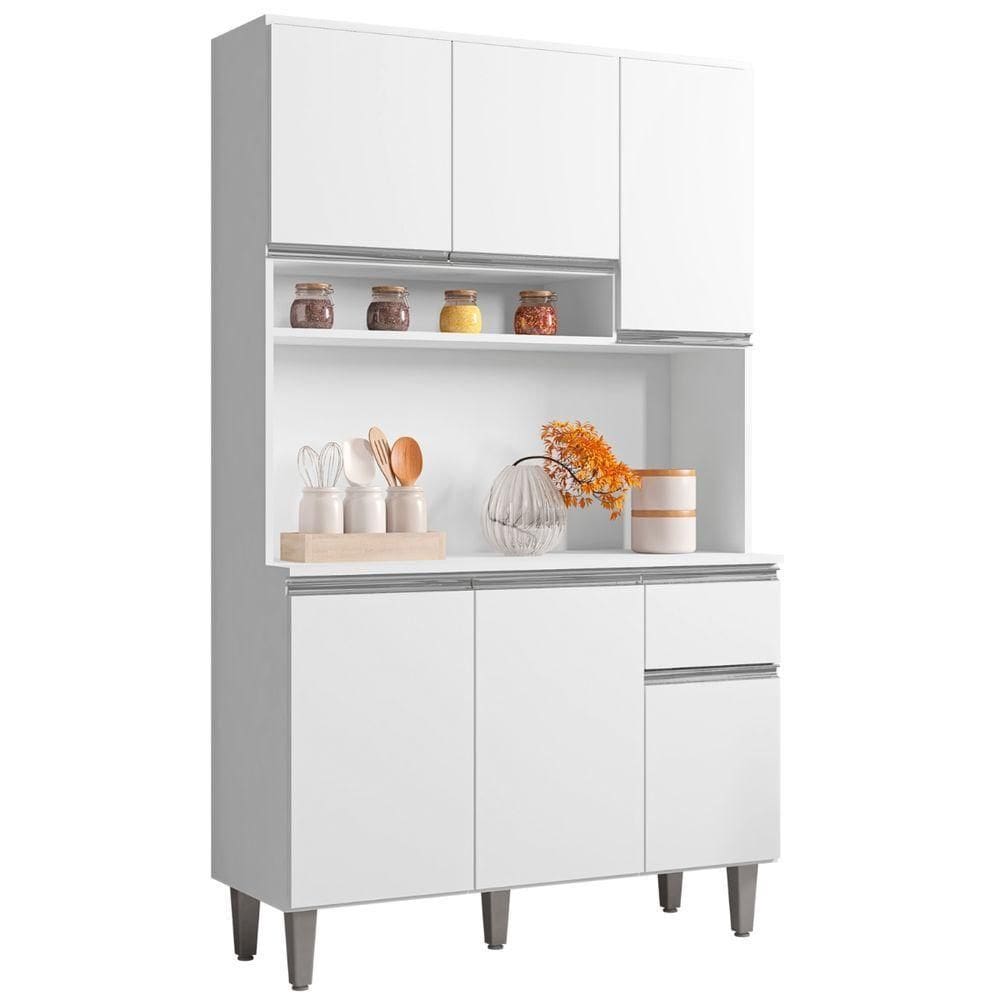 Kit Armário Cozinha Compacta Márcia 6 Portas Branco Ajl