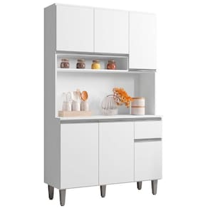Kit Armário Cozinha Compacta Márcia 6 Portas Branco Ajl