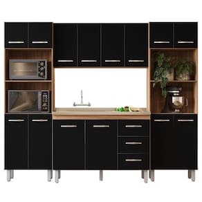 Cozinha Modulada Completa 4 Peças Mara Savana Preto Moblis