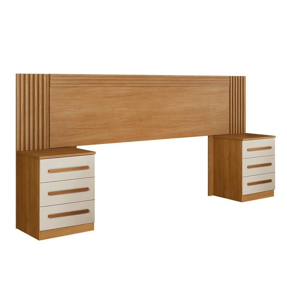 Cabeceira Casal Valência Extensível Com Mesa De Cabeceira Império Cinamomo Off White