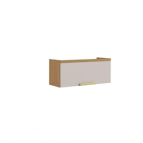 Armário Aéreo Horizontal De Cozinha 80cm 1 Porta New Porto - Itatiaia Freijó-off White