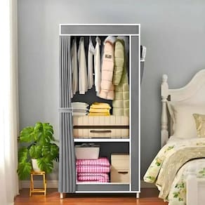Guarda Roupa Cinza Closet Solteiro Organizador Com Capa