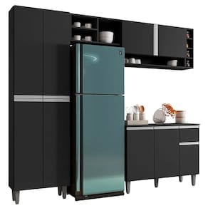 Cozinha Modulada Completa 4 Peças Vanessa Preto Ajl