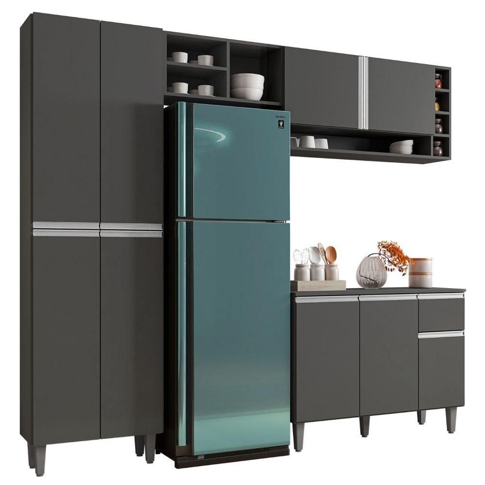 Cozinha Modulada Completa 4 Peças Vanessa Cinza Ajl