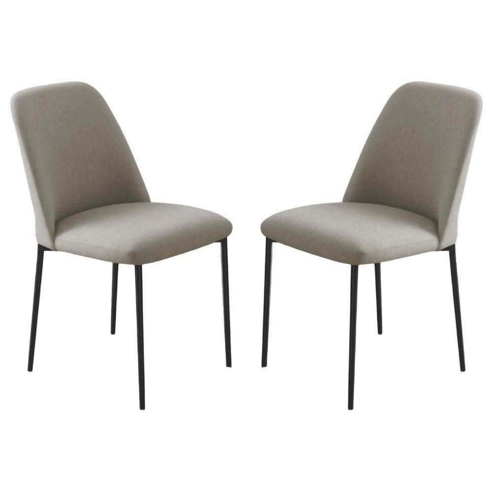 Conjunto 2 Cadeiras Londres Veludo Cappuccino Metal Preto