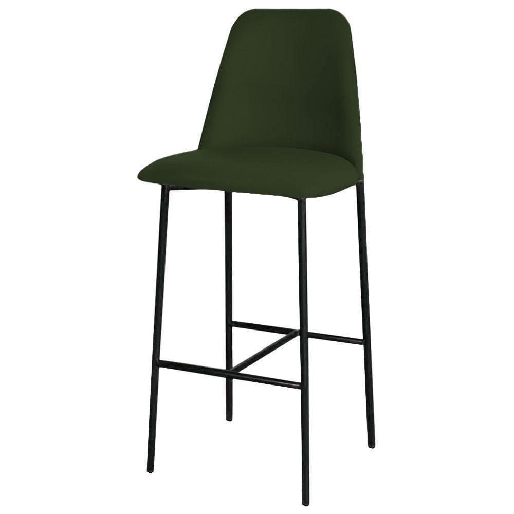 Banqueta Turquia Veludo Verde Escuro Em Metal Preto