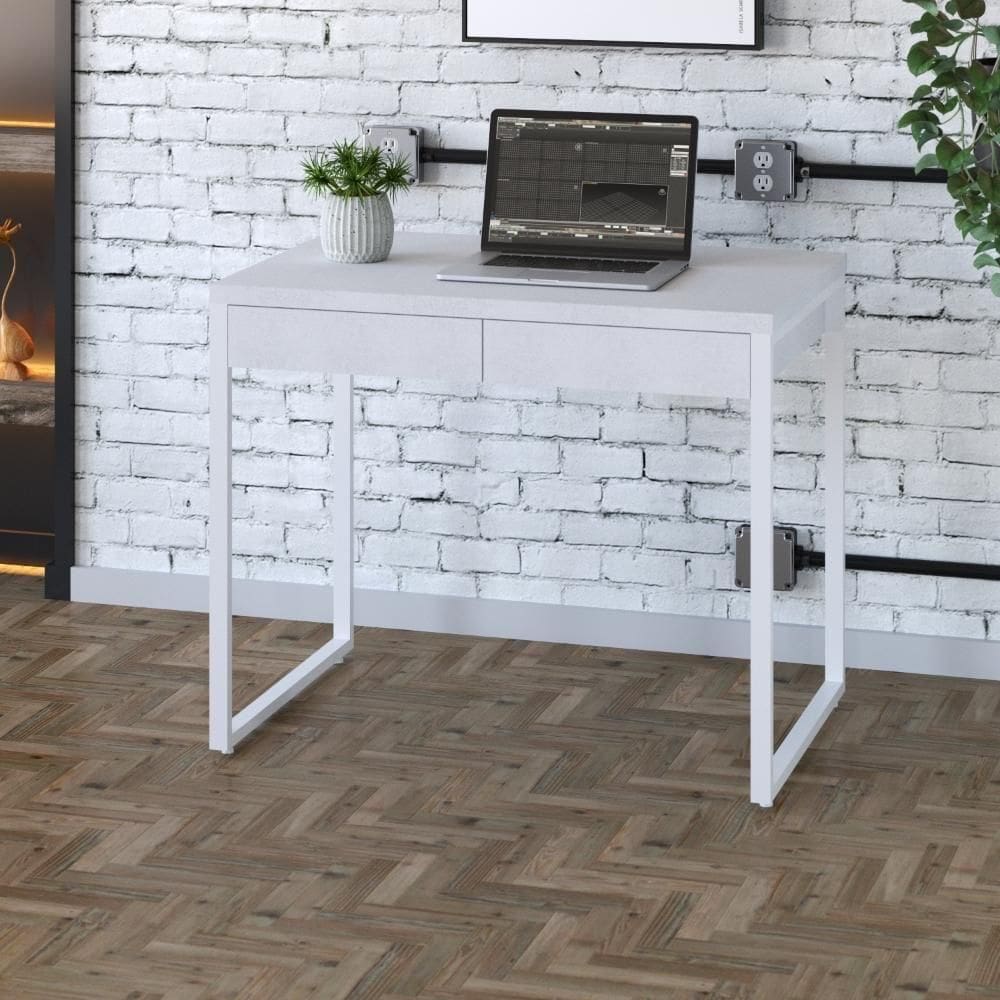 Mesa Kuadra Office 90x60x75cm com 02 Gavetas Branco Chess