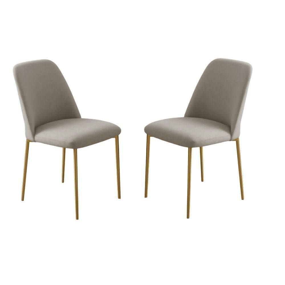 Conjunto 2 Cadeiras Londres Veludo Cappuccino Metal Dourado