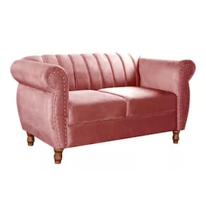 Sofá Chesterfield 2 Lugares Realeza Vintage Retrô Suede Rosa