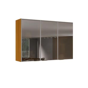 Armário 120cm 3 Portas De Vidro Mdf Dobradiças Slow Motion Lumina - Itatiaia Cinamomo-fendi