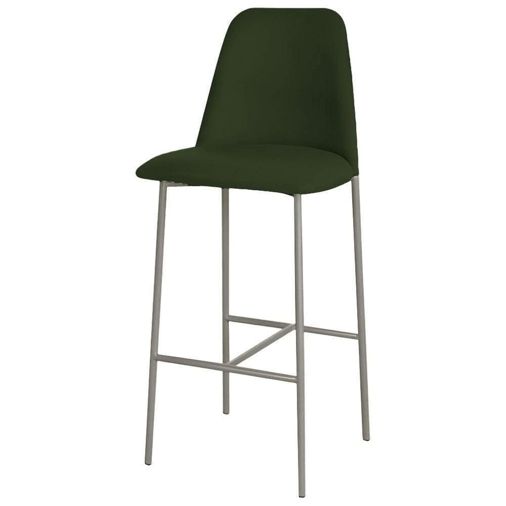 Banqueta Turquia Veludo Verde Escuro Em Metal Champanhe