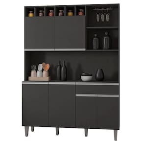 Kit Armário Cozinha Compacta Alice 6 Portas Cinza Ajl
