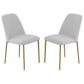 Conjunto 2 Cadeiras Londres Linho Branco Metal Dourado
