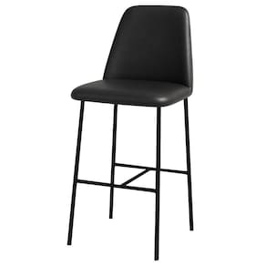 Banqueta Turquia Couro Preto Em Metal Preto