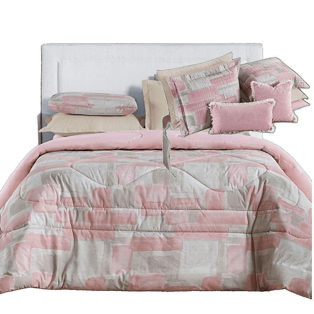Kit Coordenado Edredom E Cobre Leito Sensuale King Quadri 4 Peças - 80% Algodão, 20% Poliéster