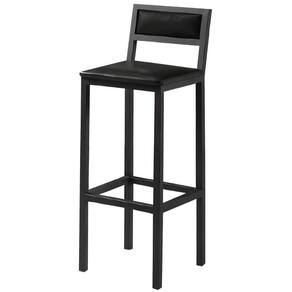 Banqueta Florença Couro Preto Em Metal Preto