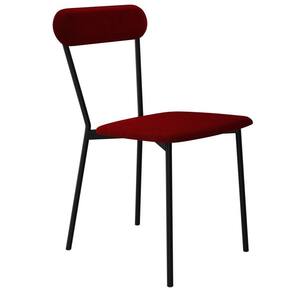 Cadeira Estofada Para Sala De Jantar Liora Preto C01 Veludo Vermelho Vinho - Lyam Decor