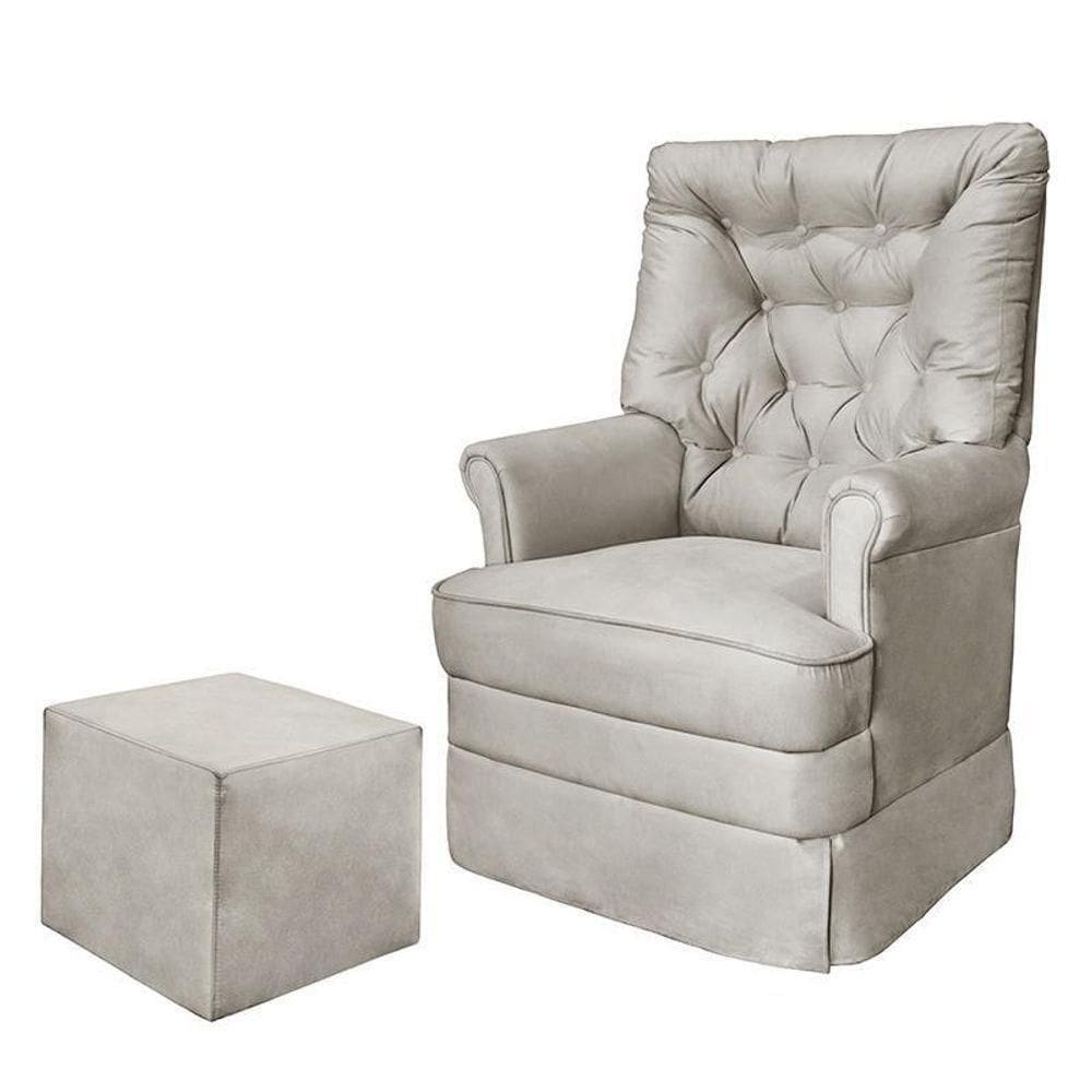 Poltrona De Amamentação Alana Com Balanço E Puff Suede Bege - Phoenix Baby Suede Bege