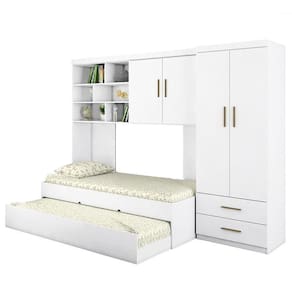 Dormitório Chiara Guarda Roupa, Aéreo 2 Portas E Bicama Branco Com Colchões Physical D20 - Phoenix Baby Branco