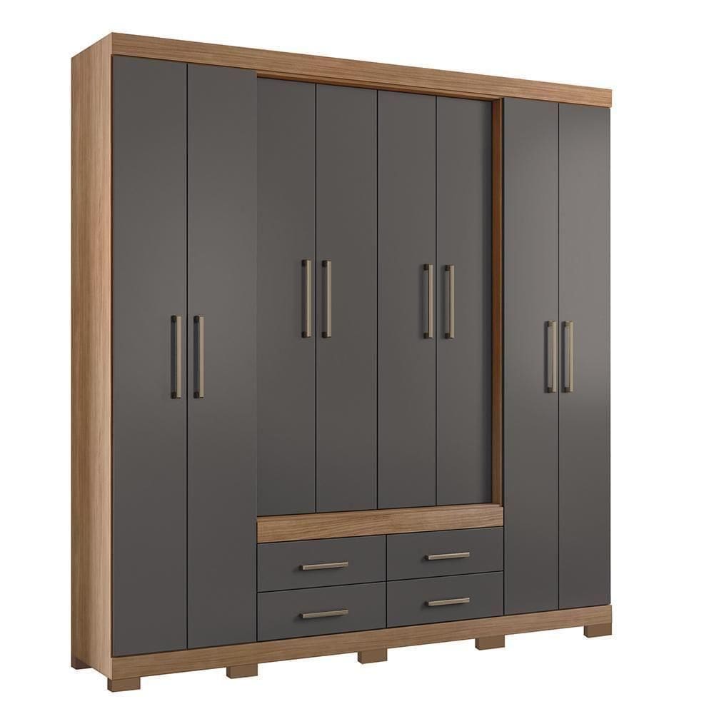 Guarda Roupa Casal Nápoles 8 Portas 4 Gavetas Jatobá-grafite Com Pés - Santos Andirá Jatobá-grafite