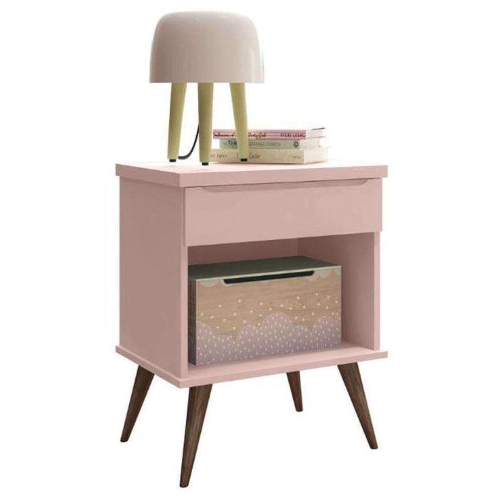 Mesa De Apoio Infantil Retrô Melinda Com 1 Gaveta Rosê - Phoenix Baby Rosê