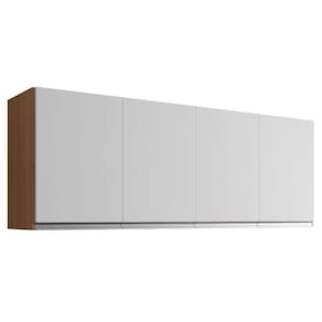 Armário Aéreo Andréia 150 Cm 4 Portas Amendoa Branco Ajl