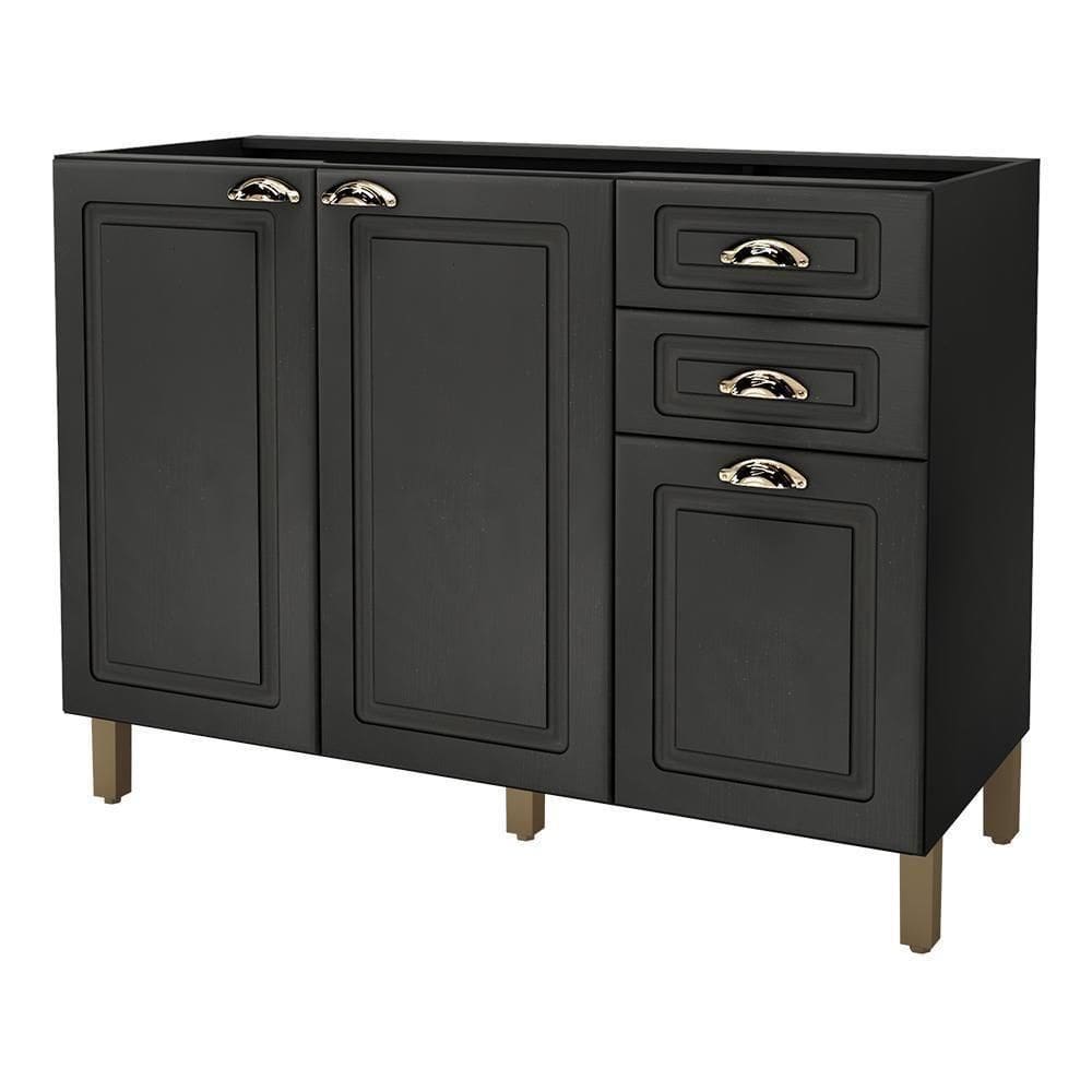 Balcão De Cozinha Firenze 120cm 3 Portas E 2 Gavetas Chumbo Sem Tampo - Indékes Chumbo