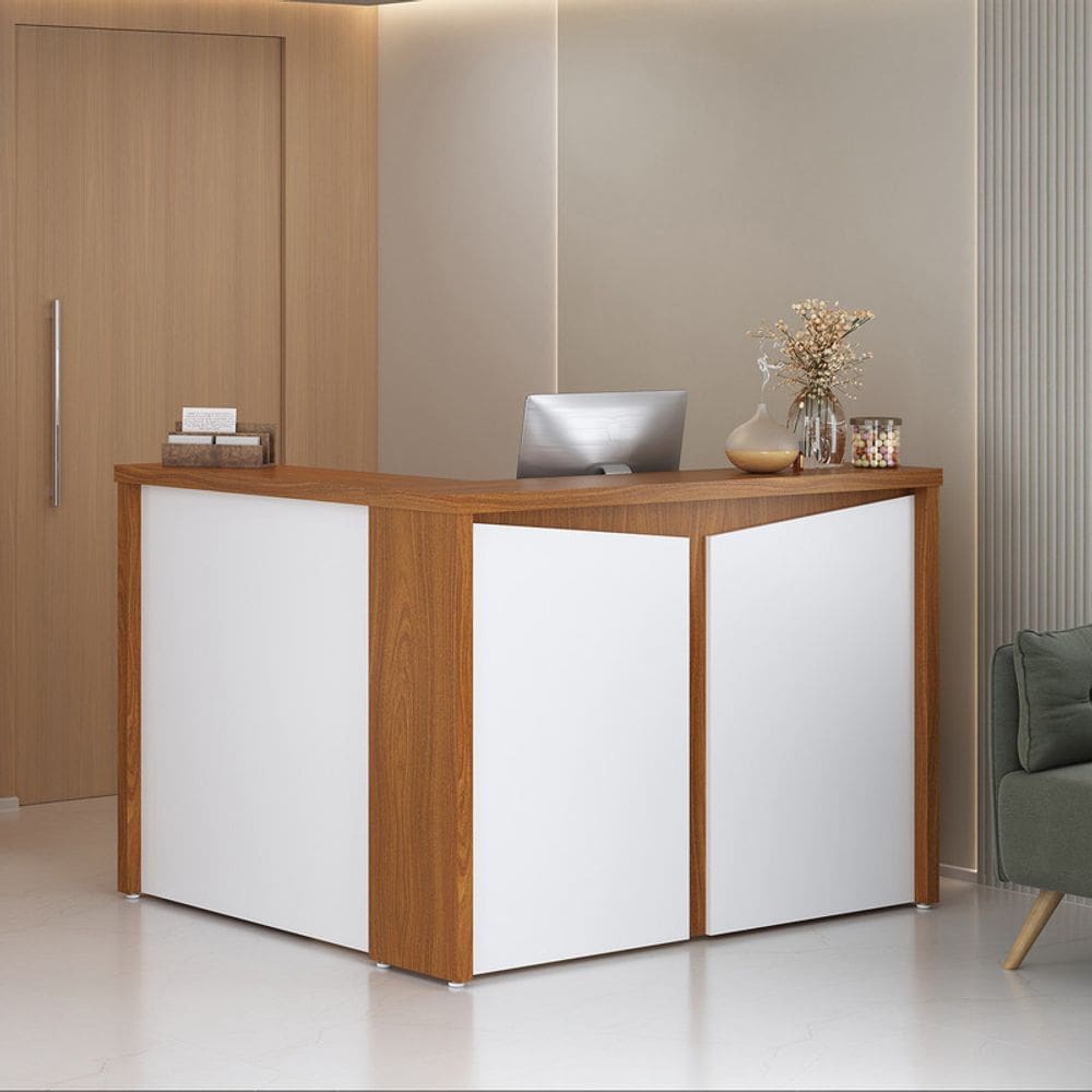 Balcão Artany Atendimento - Y37 - Freijó/Branco 6308