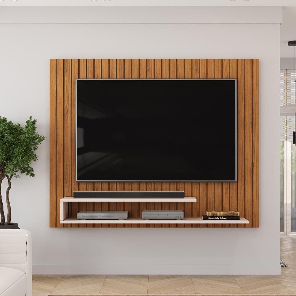 Painel Para 55 Pol Ripado 134 Cm Ripe Freijo Off White Dj Moveis Freijo Off White