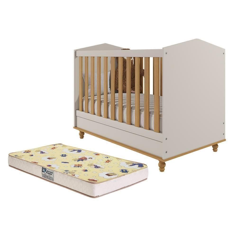 Berço Americano Mini Cama Mimo Off White-nature Com Colchão Supreme - Permóbili Baby Off White-nature