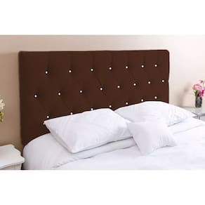 Cabeceira Solteiro 88 - Bello Box - Estilo Capitonê  Suede Marrom Com Strass