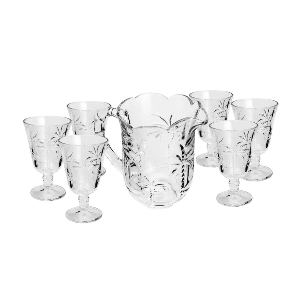 Conjunto Jarra com 6 Taças de Cristal Palm 1,3L/240ml - Lyor