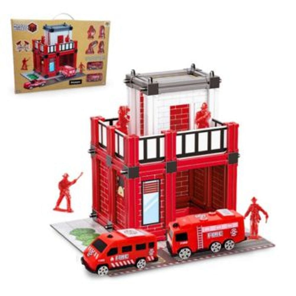 Monte e Brinque 3D Estacao Bombeiro 94 Pecas DM Toys Brinquedo Infantil Recreativo