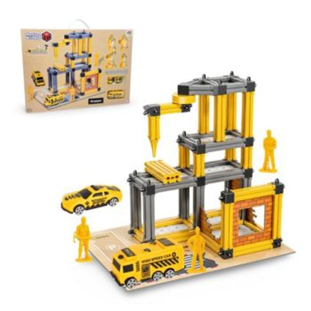 Monte e Brinque 3D Estacao Construcao 94 Pecas DM Toys Brinquedo Infantil Recreativo