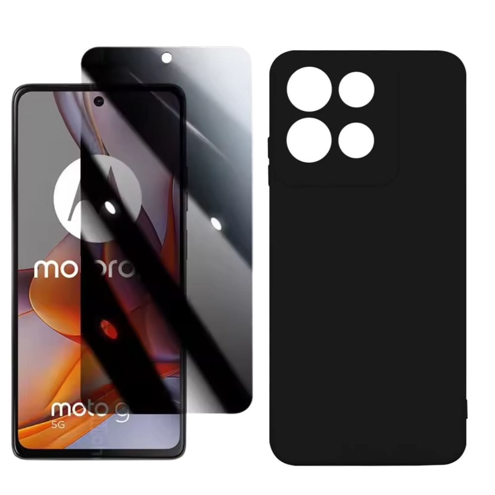 Capa Preta Para Moto G15 + Película de Privacidade - Armyshield