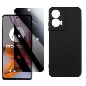 Capa Preta Para Moto G35 + Película de Privacidade - Armyshield