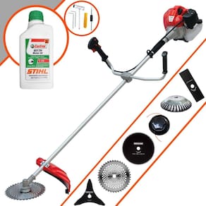 Roçadeira Profissional Anmax CG430P-TB À Gasolina 43cc 2HP 9.000rpm Multifuncional Com Carretel + 4 Lâminas de Corte + Escova de Aço + ÓLEO STIHL 2T