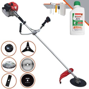 Máquina de Cortar Grama À Gasolina Anmax CG430-P 43cc 2HP 9.000rpm Roçadeira Lateral 6 Em 1 C/ Carretel + Kit 4 Facas + Escova de Aço + ÓLEO STIHL 2T