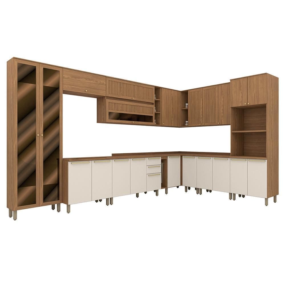 Cozinha Modulada Requinte 14 Peças com Cristaleira - Móveis Henn