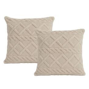 Jogo 2 Almofadas Decorativa Cheia Winter Felpudo Bege Com Enchimento 42x42cm - Jolitex