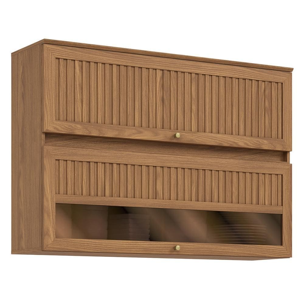 Armário Aéreo Requinte 120cm 2 Portas Basculante com Vidro Reflecta - Móveis Henn