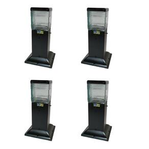 Poste Balizador Quadrado Preto 30Cm Jardim Kit 4 Unidades