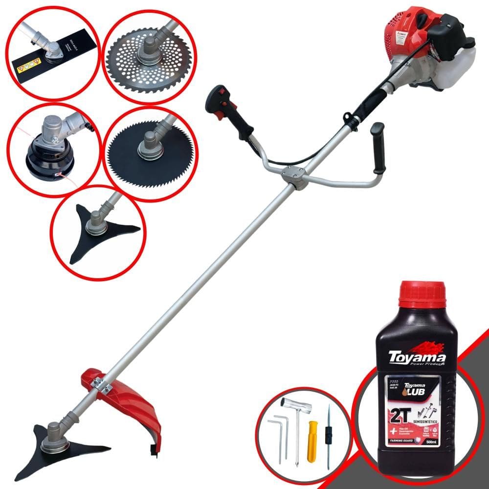 Roçadeira Multifunções Anmax CG430-P 43cc 2HP 9.000rpm C/ Carretel e Faca 2 Pontas + Faca 3 Pontas, Faca 40 Dentes, Faca 80 Dentes + ÓLEO TOYAMA 2T