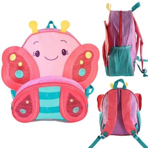 Mochila Escolar Infantil Com Alças Reforçadas Para Menina Estudar Borboleta Rosa