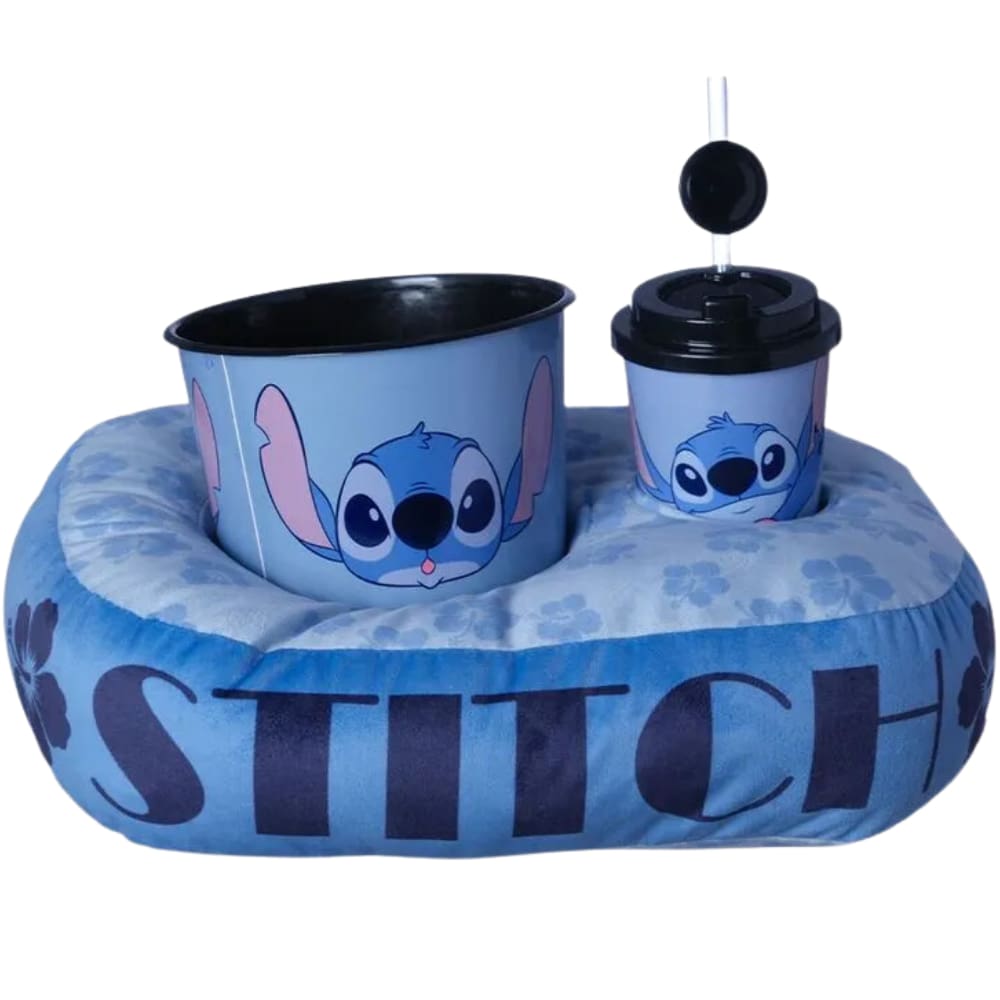 Kit Stitch Almofada Suede + Balde Pipoca + Copo Oficial Disney