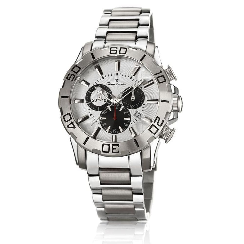 Relógio De Pulso Jean Vernier Cronografo Todo Aço Jv01135