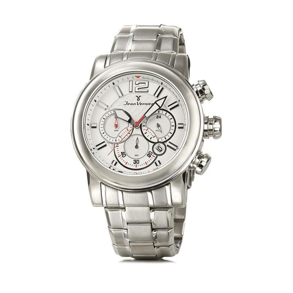 Relógio Pulso Jean Vernier Masculino Aço Cronografo Jv00198