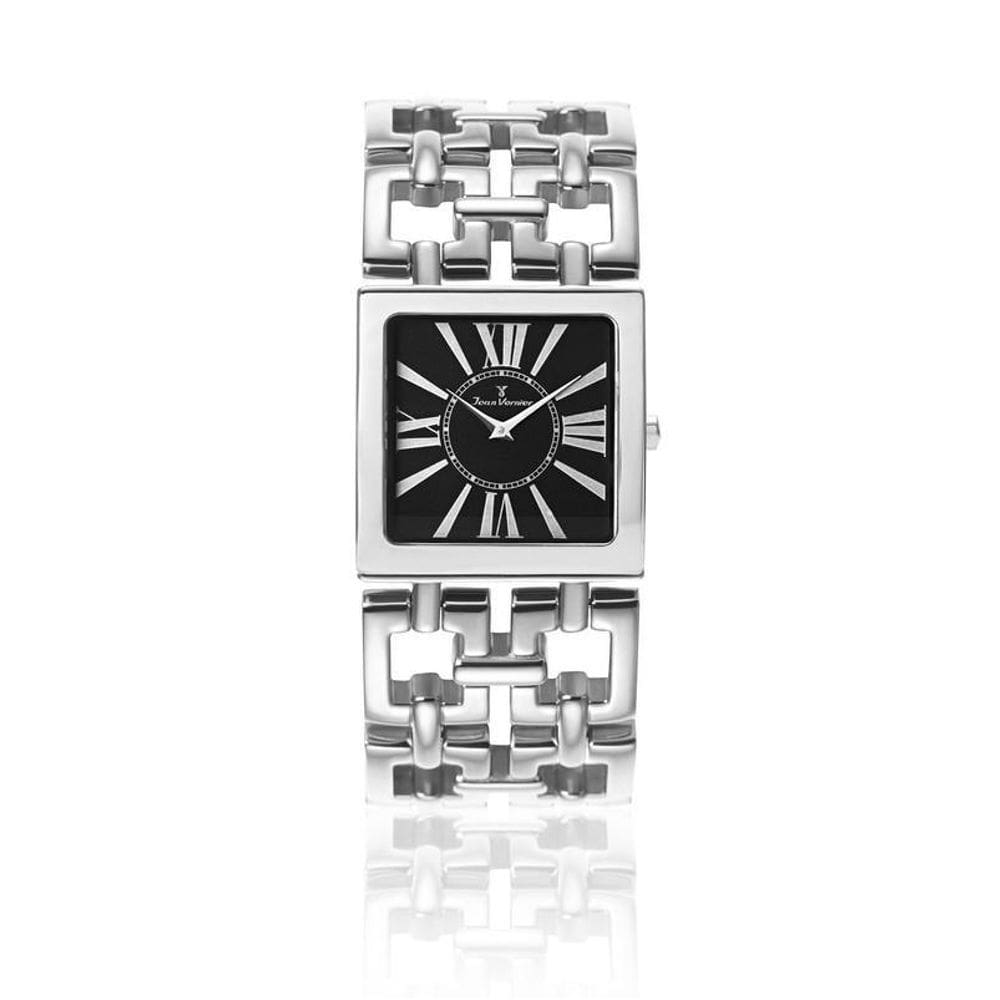Relógio De Pulso Jean Vernier Feminino Pulseira Aço Jv75360P