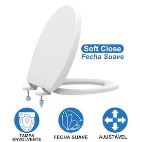 Tampa Assento Vaso Sanitário Oval Soft Close Solution PP Branco