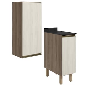 Armario Aereo Balcao 1 Porta 30cm MDF Kali Carvalho Toq Bianco Toq Nicioli